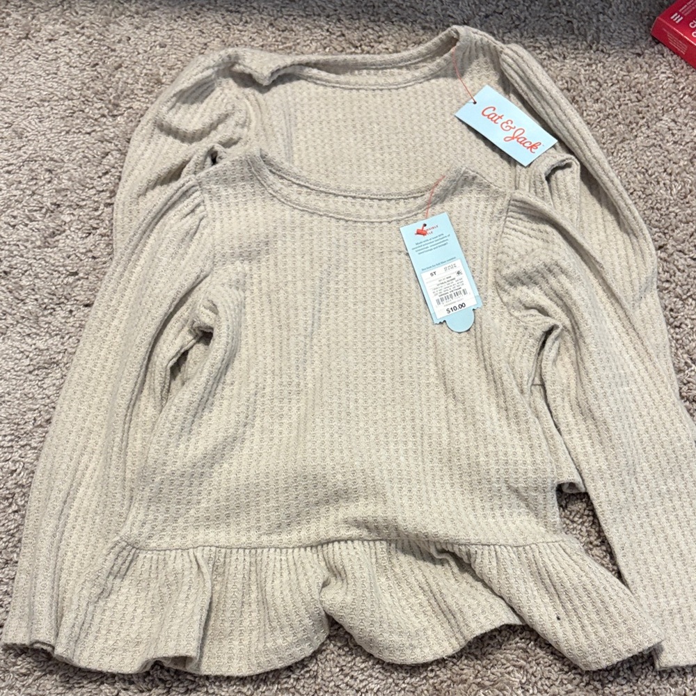 Cat & Jack Beige Peplum Top